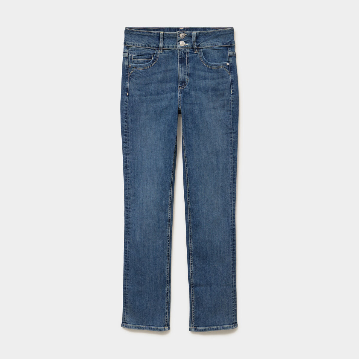 Jean denim droit en coton denim dirty femme
