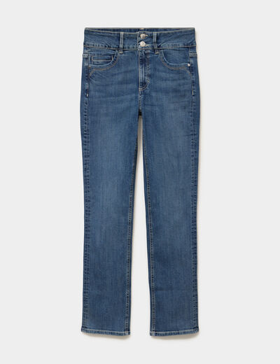 Jean denim droit en coton denim dirty femme