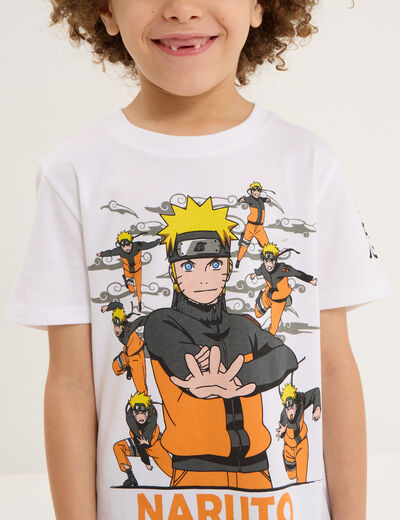 T-shirt manches courtes coton Naruto blanc garçon