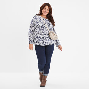 Chemise col mao Modavista ecru femme grande taille