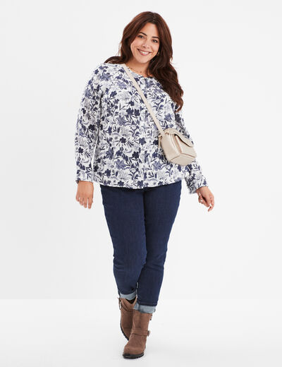 Chemise col mao Modavista ecru femme grande taille