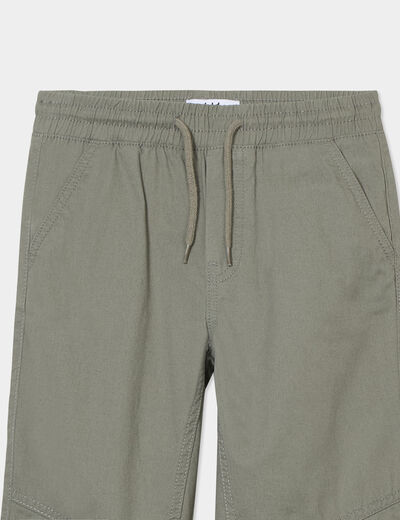 Pantalon jogger regular coton vert kaki garçon