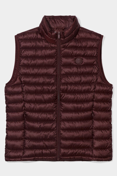 Doudoune légère zippée sans manches bordeaux homme