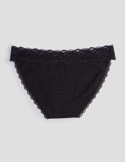 Lot 3 culottes en coton détail dentelle noir femme