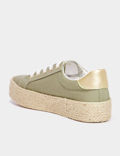 Tennis basses toile plateformes vert kaki femme