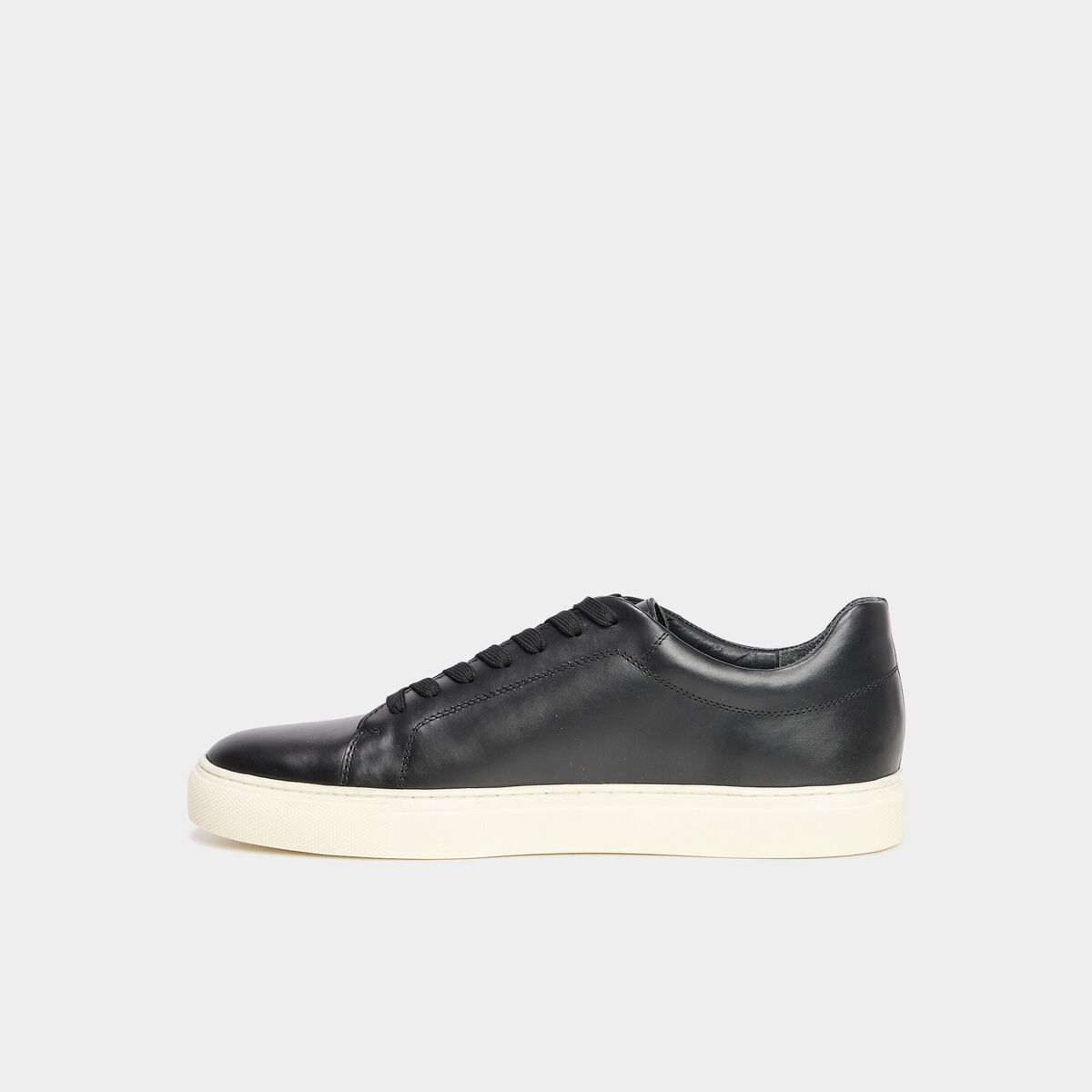 Tennis basses en cuir noir homme