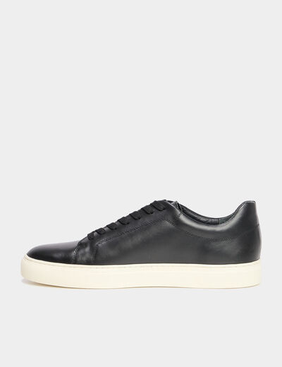 Tennis basses en cuir noir homme