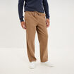 Pantalon chino droit taille &agrave; coulisse taupe homme