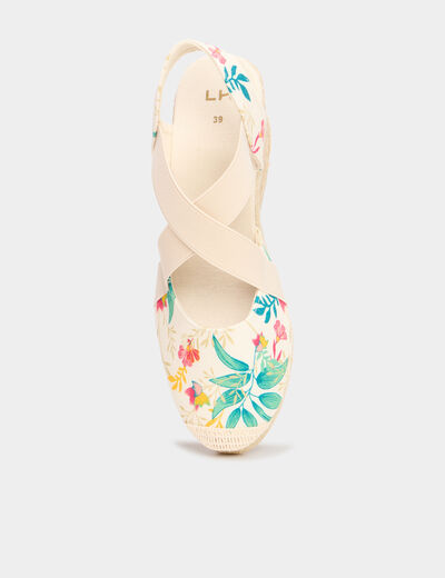Sandales espadrilles compens&eacute;es en toile multicolore femme