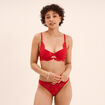 Culotte dentelle avec strass rouge femme