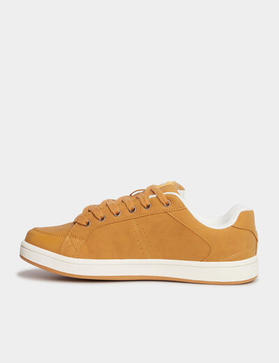 Tennis à lacets bout rond jaune foncé homme