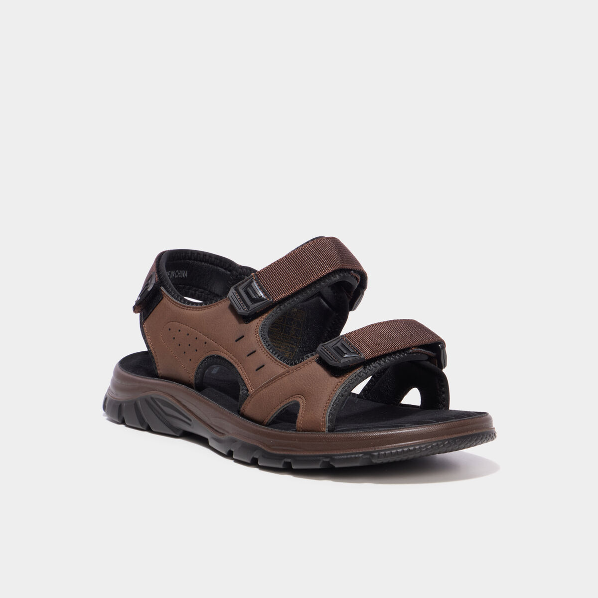 Sandales &agrave; scratchs marron homme