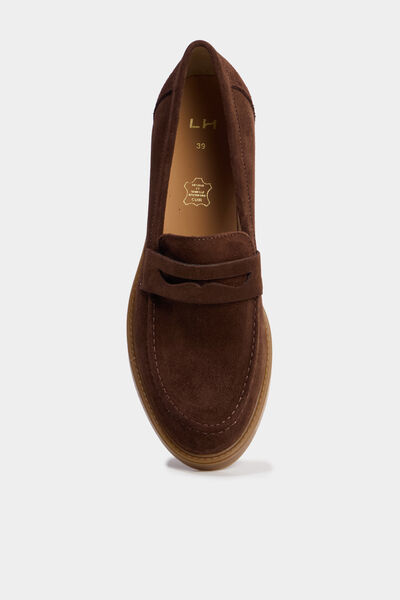 Mocassins en cuir marron femme