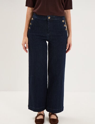 Jean large &agrave; pont denim brut femme