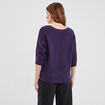 Pull manches 3/4 chauve-souris violet foncé femme