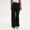 Pantalon fluide élastiqué avec bandes noir femme
