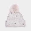 Bonnet à pompon effet fourrure et strass gris femme