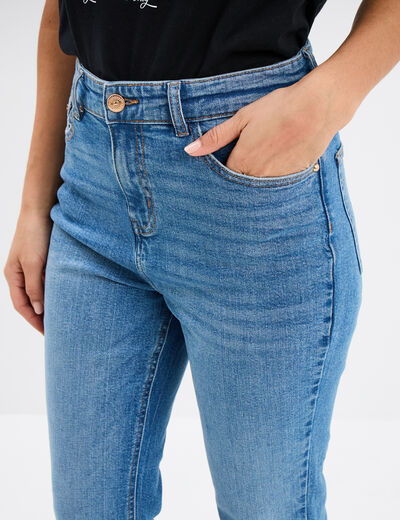 Jeans flare 7/8ème taille haute denim double stone femme