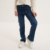 Jean flare poches plaqu&eacute;es bleu fonc&eacute; fille