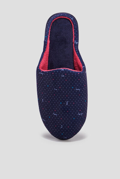 Chaussons mules compensés Isotoner bleu femme