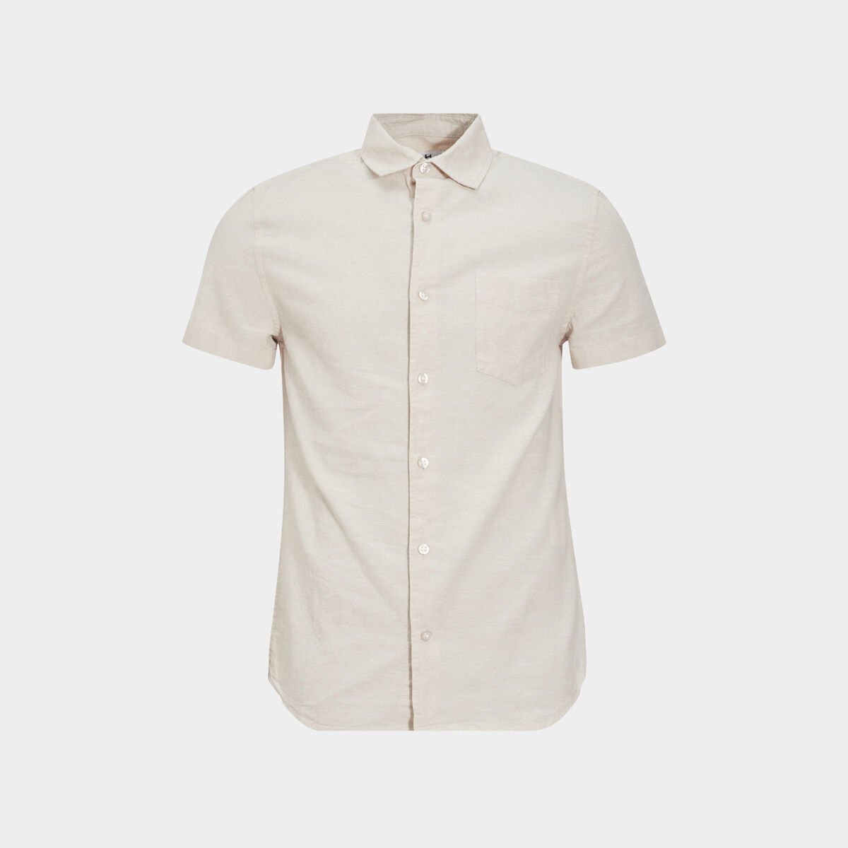 Chemise manches courtes lin mélangé gris clair homme