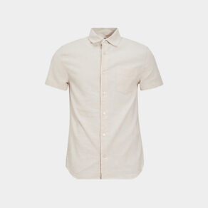 Chemise manches courtes lin mélangé gris clair homme