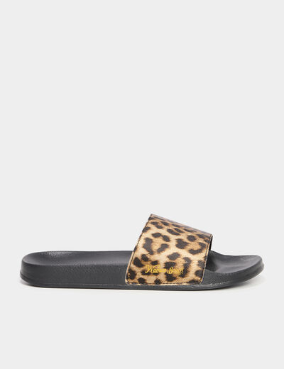 Mules de plage noir femme