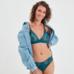 Soutien-gorge triangle en dentelle bleu canard femme