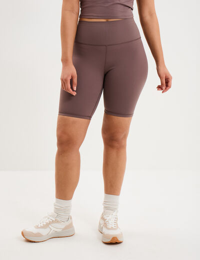 Short cycliste de sport taille haute mauve femme