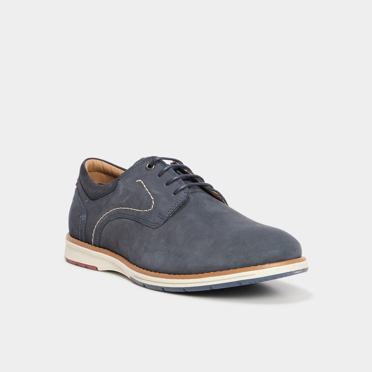 Derbies plates &agrave; lacet en cuir bleu marine homme