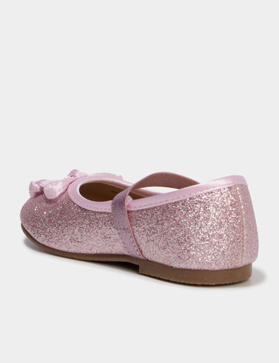 Ballerines &agrave; paillettes et noeuds rose b&eacute;b&eacute; fille