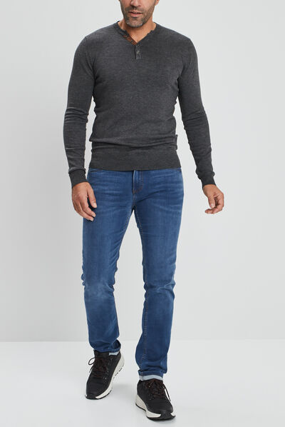 Pull manches longues gris foncé homme