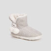 Chaussons bottines avec pompons gris femme