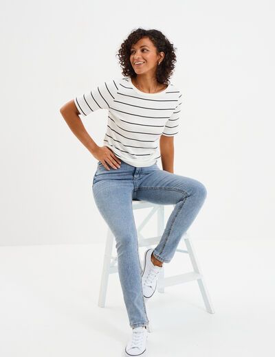 Jeans skinny taille haute denim double stone femme