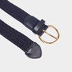 Ceinture tress&eacute;e avec boucle ronde bleu marine femme