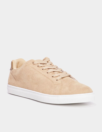 Tennis &agrave; lacets beige homme