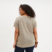 T-shirt col en V manches courtes vert kaki femme grande taille