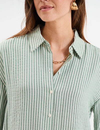 Chemise manches longues vert kaki femme