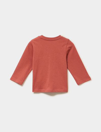 T-shirt &eacute;paule boutonn&eacute;e manches longues terracotta b&eacute;b&eacute; gar&ccedil;on