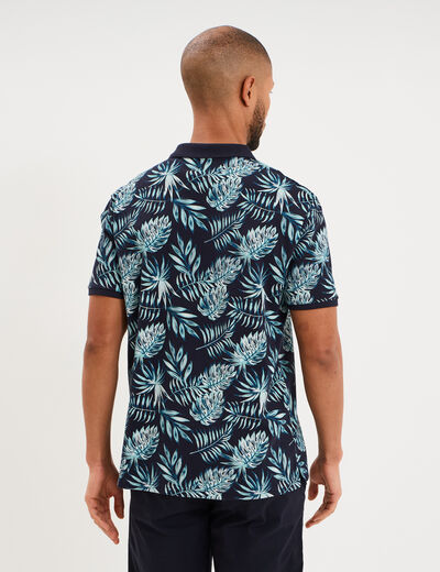 Polo jersey coton manches courtes bleu fonc&eacute; homme