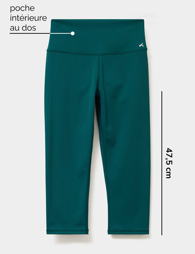 Legging corsaire de sport stretch vert canard femme