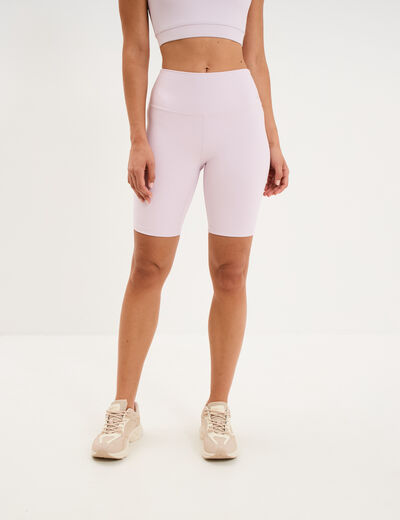 Short cycliste de sport taille haute violet clair femme