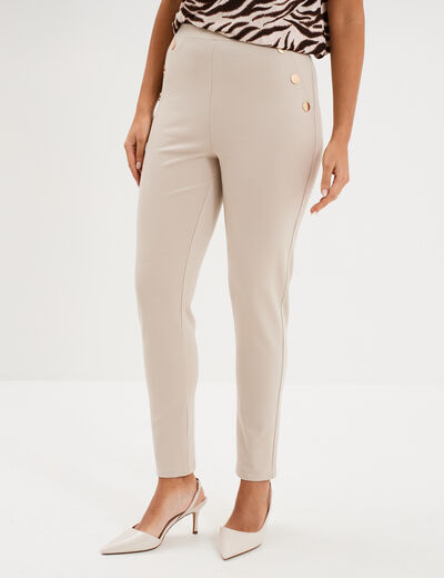 Leggings &agrave; boutons pont beige femme