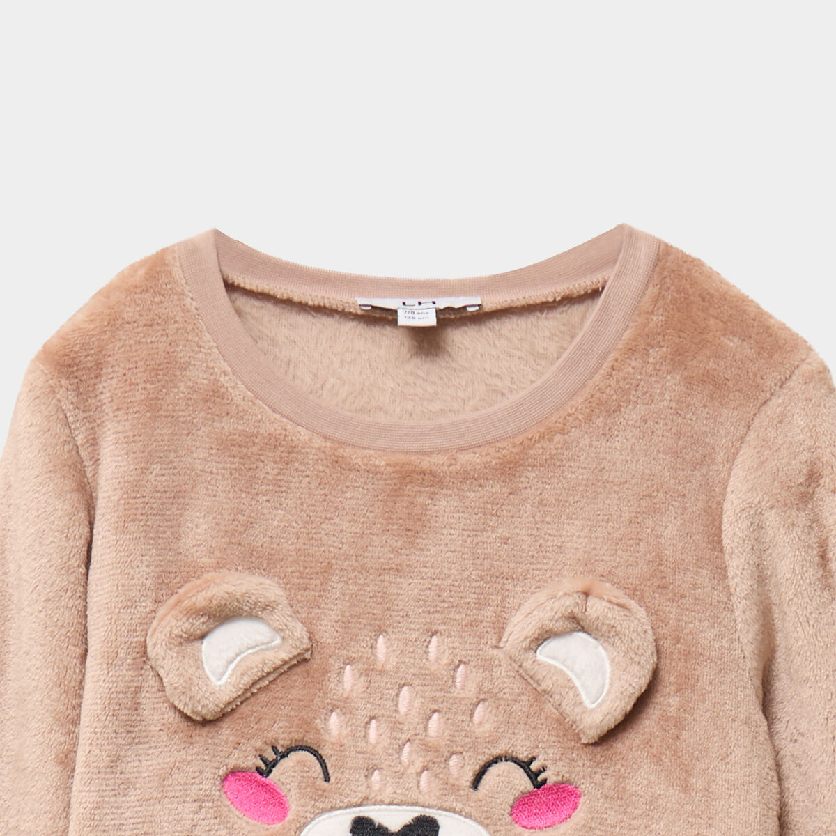 Ensemble pyjama effet velours 2 pi&egrave;ces taupe fille