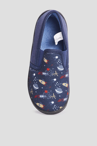 Chaussons emboîtant motif espace bleu marine garçon