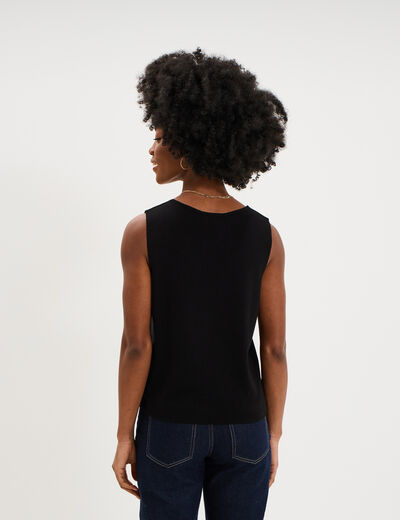 Gilet sans manches col en V noir femme