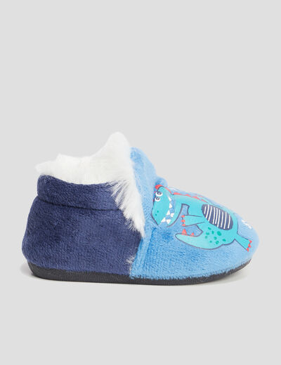 Chaussons fourrés avec motifs bleu bébé garçon