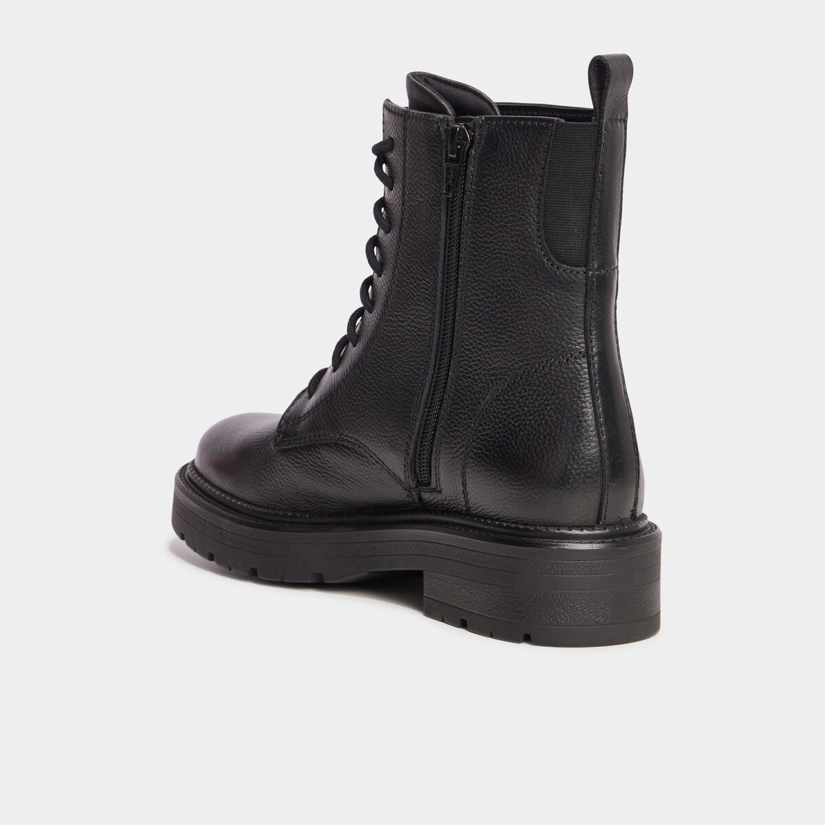 Bottines à Lacets Et Zip Pour Femme - Talon Carré 10 Cm - Noir - Pointures 36 à 42 (ex: 40 EU)