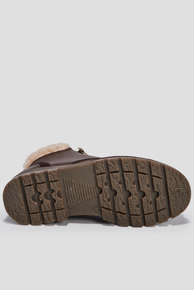 Bottines fourrées en cuir marron garçon