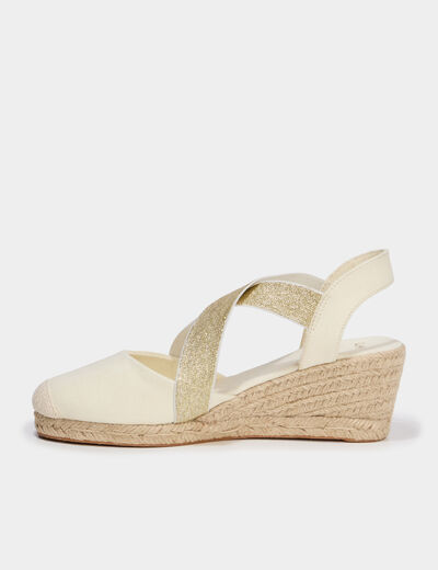 Sandales espadrilles compens&eacute;es en corde sable femme